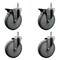 Service Caster 6'' Gray Poly Wheel Swivel 7/16'' Grip Ring Stem Caster Set 2 Brakes, 4PK SCC-GR20S614-PPUB-PLB-716138-2-S-2 - alternate 1